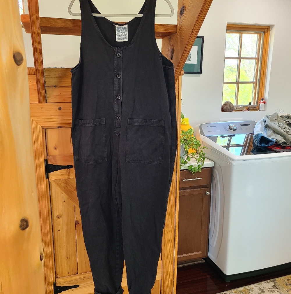 Jungmaven Button Front Romper XL Black